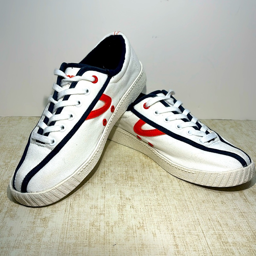 Tretorn Sneakers from J Crew! Canvas w/red/blue trim! Excellent Used Condition!